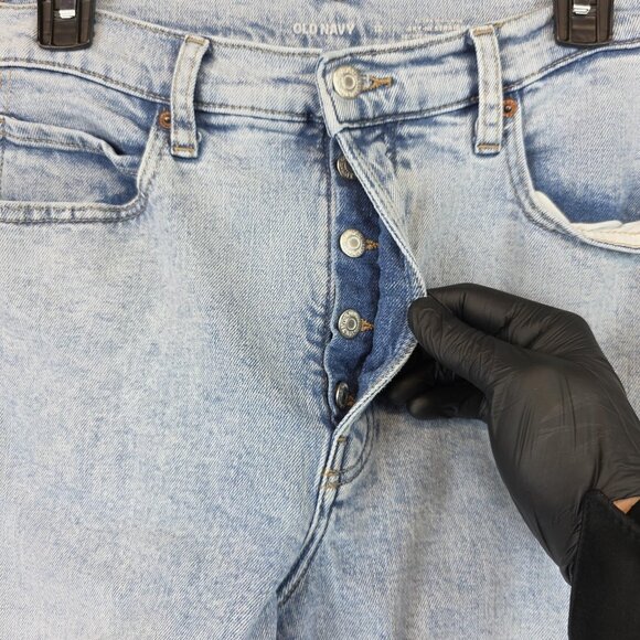 Old Navy Jeans Womens 12 Extra High-Rise Sky Hi Straight Button Fly Raw Hem - Picture 8 of 13